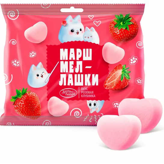 Маршмеллашки со вкусом розовой клубники 90 гр. Красный Октябрь